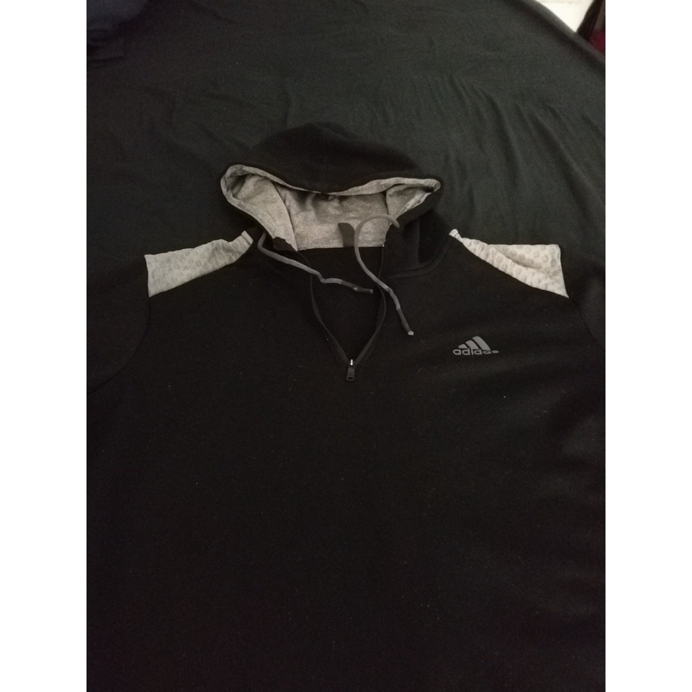 Adidas Golf Hoodie Men L Black 1/4 Zip Fleece Sweatshirt Performance Athletic
